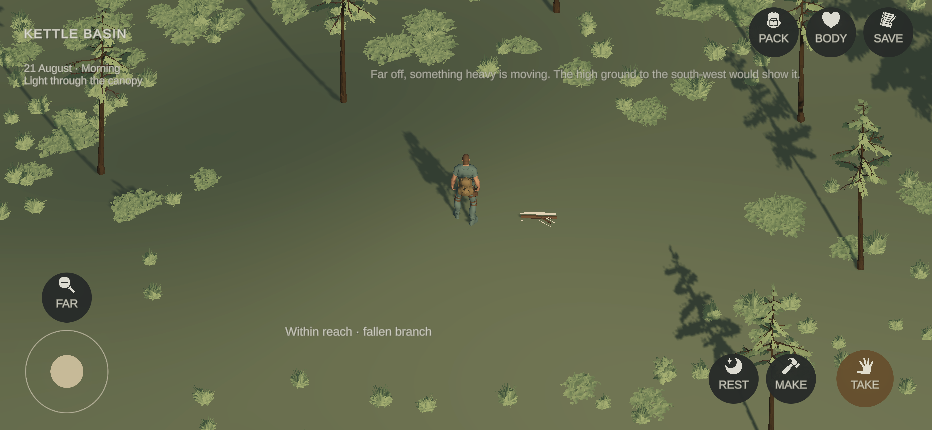 Camp at 10:00 with the arrival line at the top of the screen