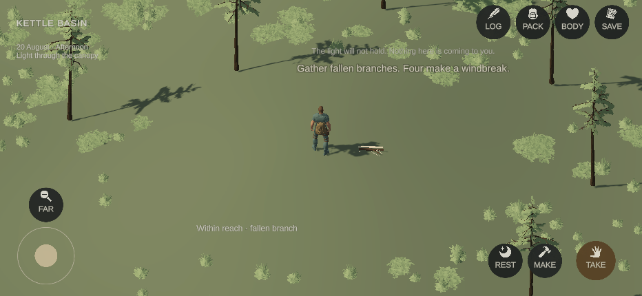 The camp in the afternoon with LOG as the fourth disc in the top-right corner row