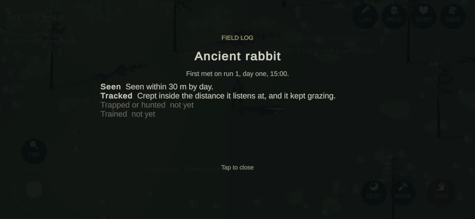 The field log page for the ancient rabbit