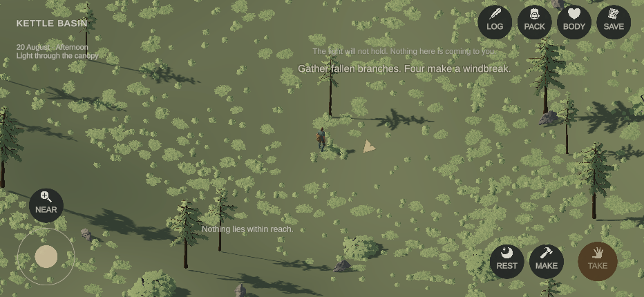 The survivor on the floor of the damp hollow